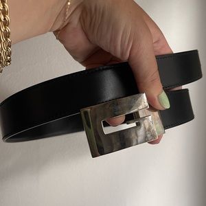 Gucci Vintage Belt Block G black / silver